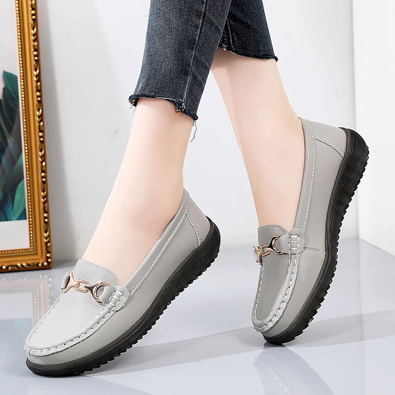 Summer Ladies Loafers Leather Women's Casual Shoes