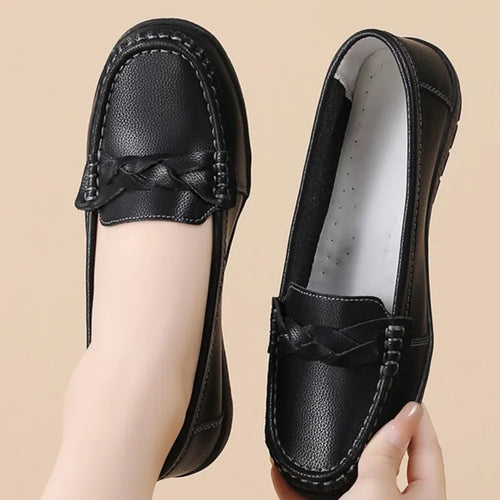 Fashion Leather Women Flats Round Toe Women