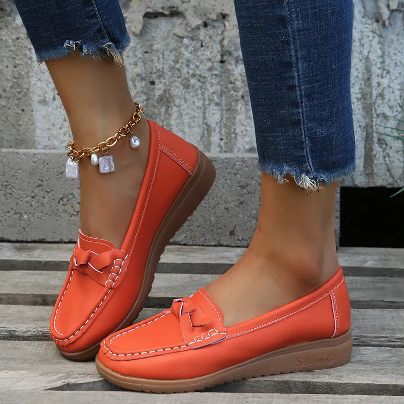 Summer Soft Leather Loafers Slip On Women